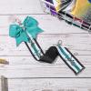imageDEEKA Cheer Bow Holder with Mini Bow for Backpack Bags Teen Girls Glitter Cheerleading Keychain Cheer Stuff Gifts OrganizerBlackWhiteGlitter Teal