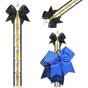 imageDEEKA Cheer Bow Holder with Mini Bow for Backpack Bags Teen Girls Glitter Cheerleading Keychain Cheer Stuff Gifts OrganizerBlackWhiteGlitter Gold