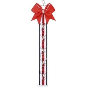 imageDEEKA Cheer Bow Holder with Mini Bow for Backpack Bags Teen Girls Glitter Cheerleading Keychain Cheer Stuff Gifts OrganizerBlackWhiteGlitter Red