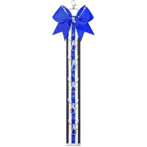 imageDEEKA Cheer Bow Holder with Mini Bow for Backpack Bags Teen Girls Glitter Cheerleading Keychain Cheer Stuff Gifts OrganizerBlackWhiteGlitter Royal Blue