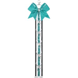 imageDEEKA Cheer Bow Holder with Mini Bow for Backpack Bags Teen Girls Glitter Cheerleading Keychain Cheer Stuff Gifts OrganizerBlackWhiteGlitter Teal
