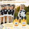 imageDEEKA Crochet Cheer Duck with Bow Cheer Gifts Bag Accessories Essentials Keychain for Backpack Cheerleading Team GiftsGlitter Black Bow