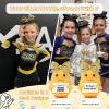 imageDEEKA Crochet Cheer Duck with Bow Cheer Gifts Bag Accessories Essentials Keychain for Backpack Cheerleading Team GiftsGlitter Gold Bow