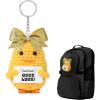 imageDEEKA Crochet Cheer Duck with Bow Cheer Gifts Bag Accessories Essentials Keychain for Backpack Cheerleading Team GiftsGlitter Gold Bow
