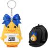 imageDEEKA Crochet Cheer Duck with Bow Cheer Gifts Bag Accessories Essentials Keychain for Backpack Cheerleading Team GiftsGlitter Royal Blue Bow