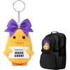 imageDEEKA Crochet Cheer Duck with Bow Cheer Gifts Bag Accessories Essentials Keychain for Backpack Cheerleading Team GiftsPurple Bow