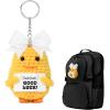 imageDEEKA Crochet Cheer Duck with Bow Cheer Gifts Bag Accessories Essentials Keychain for Backpack Cheerleading Team GiftsWhite Bow
