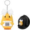 imageDEEKA Crochet Cheer Duck with Bow Cheer Gifts Bag Accessories Essentials Keychain for Backpack Cheerleading Team GiftsWhite Bow