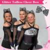 imageDEEKA Glitter Tailless Cheer Bows Rhinestones Competition Hair Bow Elastic Band for Cheerleading Cheerleaders GirlsGlitter Black55 Inch