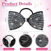 imageDEEKA Glitter Tailless Cheer Bows Rhinestones Competition Hair Bow Elastic Band for Cheerleading Cheerleaders GirlsGlitter Black55 Inch