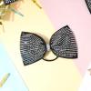 imageDEEKA Glitter Tailless Cheer Bows Rhinestones Competition Hair Bow Elastic Band for Cheerleading Cheerleaders GirlsGlitter Black7 Inch