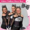 imageDEEKA Glitter Tailless Cheer Bows Rhinestones Competition Hair Bow Elastic Band for Cheerleading Cheerleaders GirlsGlitter Black7 Inch