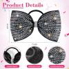 imageDEEKA Glitter Tailless Cheer Bows Rhinestones Competition Hair Bow Elastic Band for Cheerleading Cheerleaders GirlsGlitter Black7 Inch