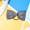 imageDEEKA Glitter Tailless Cheer Bows Rhinestones Competition Hair Bow Elastic Band for Cheerleading Cheerleaders GirlsGlitter Navy Blue55 Inch