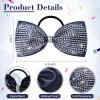 imageDEEKA Glitter Tailless Cheer Bows Rhinestones Competition Hair Bow Elastic Band for Cheerleading Cheerleaders GirlsGlitter Navy Blue55 Inch