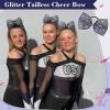 imageDEEKA Glitter Tailless Cheer Bows Rhinestones Competition Hair Bow Elastic Band for Cheerleading Cheerleaders GirlsGlitter Navy Blue7 Inch