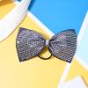imageDEEKA Glitter Tailless Cheer Bows Rhinestones Competition Hair Bow Elastic Band for Cheerleading Cheerleaders GirlsGlitter Navy Blue7 Inch