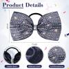 imageDEEKA Glitter Tailless Cheer Bows Rhinestones Competition Hair Bow Elastic Band for Cheerleading Cheerleaders GirlsGlitter Navy Blue7 Inch