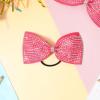 imageDEEKA Glitter Tailless Cheer Bows Rhinestones Competition Hair Bow Elastic Band for Cheerleading Cheerleaders GirlsGlitter Pink55 Inch