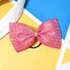 imageDEEKA Glitter Tailless Cheer Bows Rhinestones Competition Hair Bow Elastic Band for Cheerleading Cheerleaders GirlsGlitter Pink7 Inch