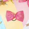 imageDEEKA Glitter Tailless Cheer Bows Rhinestones Competition Hair Bow Elastic Band for Cheerleading Cheerleaders GirlsGlitter Pink7 Inch