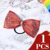 imageDEEKA Glitter Tailless Cheer Bows Rhinestones Competition Hair Bow Elastic Band for Cheerleading Cheerleaders GirlsGlitter Red55 Inch