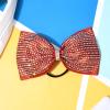 imageDEEKA Glitter Tailless Cheer Bows Rhinestones Competition Hair Bow Elastic Band for Cheerleading Cheerleaders GirlsGlitter Red7 Inch