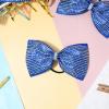 imageDEEKA Glitter Tailless Cheer Bows Rhinestones Competition Hair Bow Elastic Band for Cheerleading Cheerleaders GirlsGlitter Royal Blue7 Inch