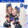 imageDEEKA Glitter Tailless Cheer Bows Rhinestones Competition Hair Bow Elastic Band for Cheerleading Cheerleaders GirlsGlitter Royal Blue7 Inch