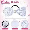 imageDEEKA Glitter Tailless Cheer Bows Rhinestones Competition Hair Bow Elastic Band for Cheerleading Cheerleaders GirlsGlitter White55 Inch