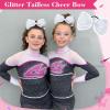 imageDEEKA Glitter Tailless Cheer Bows Rhinestones Competition Hair Bow Elastic Band for Cheerleading Cheerleaders GirlsGlitter White7 Inch