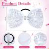 imageDEEKA Glitter Tailless Cheer Bows Rhinestones Competition Hair Bow Elastic Band for Cheerleading Cheerleaders GirlsGlitter White7 Inch