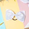 imageDEEKA Glitter Tailless Cheer Bows Rhinestones Competition Hair Bow Elastic Band for Cheerleading Cheerleaders GirlsGlitter White7 Inch