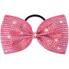 imageDEEKA Glitter Tailless Cheer Bows Rhinestones Competition Hair Bow Elastic Band for Cheerleading Cheerleaders GirlsGlitter Pink7 Inch