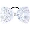 imageDEEKA Glitter Tailless Cheer Bows Rhinestones Competition Hair Bow Elastic Band for Cheerleading Cheerleaders GirlsGlitter White7 Inch