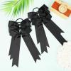 imageDEEKA 12 PCS Collegiate Style Cheer Bows Long Tail Skinny Ponytail Holder Handmade for Girls Teens Softball Cheerleader Sports RedBlack
