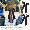 imageDEEKA 12 PCS Collegiate Style Cheer Bows Long Tail Skinny Ponytail Holder Handmade for Girls Teens Softball Cheerleader Sports RedBlack