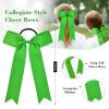 imageDEEKA 12 PCS Collegiate Style Cheer Bows Long Tail Skinny Ponytail Holder Handmade for Girls Teens Softball Cheerleader Sports RedClassic Green