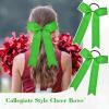 imageDEEKA 12 PCS Collegiate Style Cheer Bows Long Tail Skinny Ponytail Holder Handmade for Girls Teens Softball Cheerleader Sports RedClassic Green