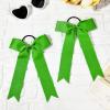 imageDEEKA 12 PCS Collegiate Style Cheer Bows Long Tail Skinny Ponytail Holder Handmade for Girls Teens Softball Cheerleader Sports RedClassic Green