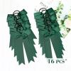imageDEEKA 12 PCS Collegiate Style Cheer Bows Long Tail Skinny Ponytail Holder Handmade for Girls Teens Softball Cheerleader Sports RedForest Green