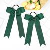 imageDEEKA 12 PCS Collegiate Style Cheer Bows Long Tail Skinny Ponytail Holder Handmade for Girls Teens Softball Cheerleader Sports RedForest Green