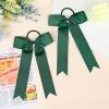 imageDEEKA 12 PCS Collegiate Style Cheer Bows Long Tail Skinny Ponytail Holder Handmade for Girls Teens Softball Cheerleader Sports RedForest Green