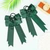 imageDEEKA 12 PCS Collegiate Style Cheer Bows Long Tail Skinny Ponytail Holder Handmade for Girls Teens Softball Cheerleader Sports RedForest Green