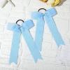 imageDEEKA 12 PCS Collegiate Style Cheer Bows Long Tail Skinny Ponytail Holder Handmade for Girls Teens Softball Cheerleader Sports RedLight Blue
