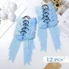 imageDEEKA 12 PCS Collegiate Style Cheer Bows Long Tail Skinny Ponytail Holder Handmade for Girls Teens Softball Cheerleader Sports RedLight Blue