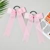 imageDEEKA 12 PCS Collegiate Style Cheer Bows Long Tail Skinny Ponytail Holder Handmade for Girls Teens Softball Cheerleader Sports RedLight Pink