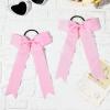 imageDEEKA 12 PCS Collegiate Style Cheer Bows Long Tail Skinny Ponytail Holder Handmade for Girls Teens Softball Cheerleader Sports RedLight Pink
