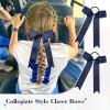 imageDEEKA 12 PCS Collegiate Style Cheer Bows Long Tail Skinny Ponytail Holder Handmade for Girls Teens Softball Cheerleader Sports RedNavy Blue