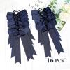 imageDEEKA 12 PCS Collegiate Style Cheer Bows Long Tail Skinny Ponytail Holder Handmade for Girls Teens Softball Cheerleader Sports RedNavy Blue